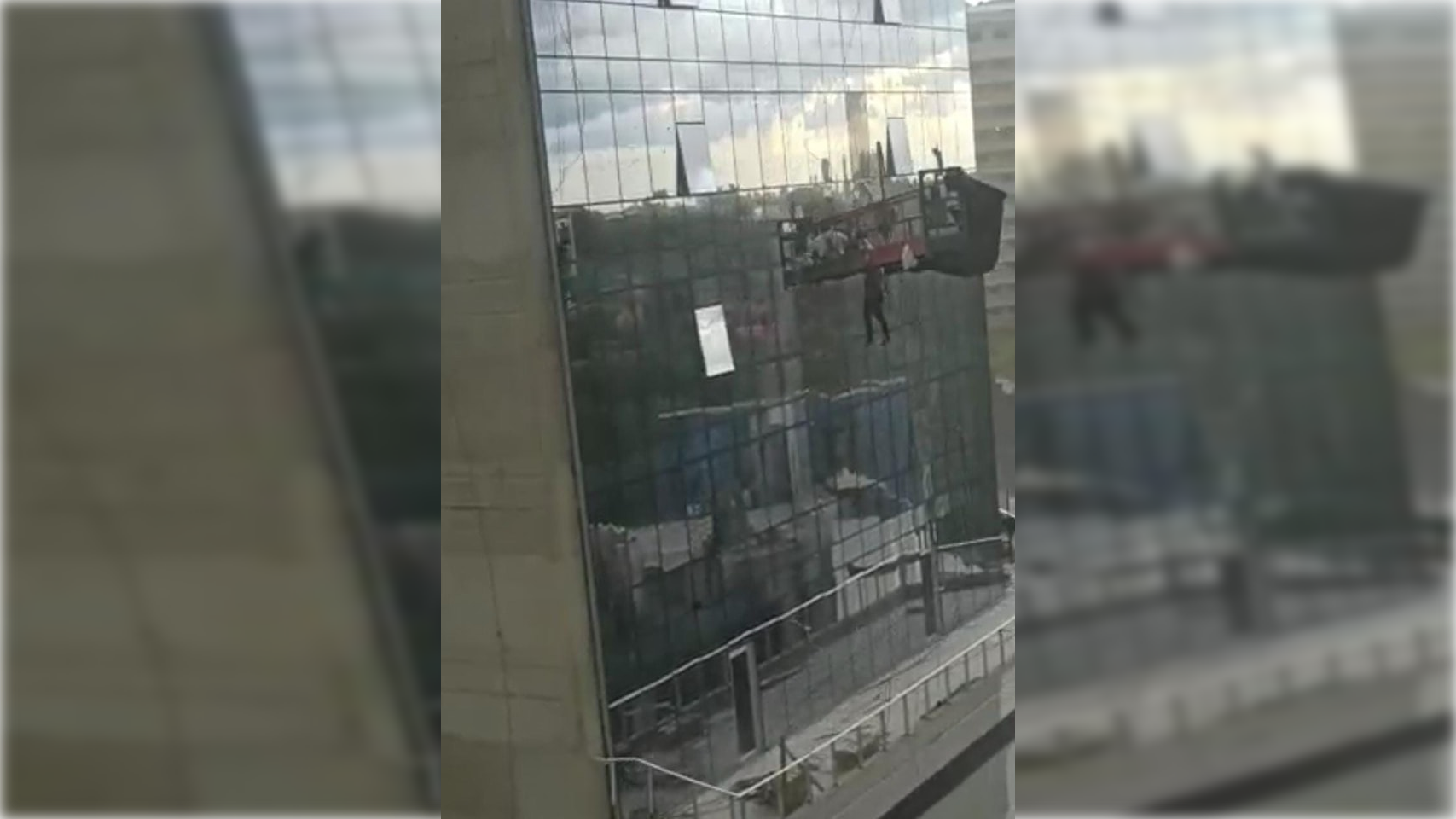 El trabajador fue afectado por los fuertes vientos. Foto: Captura