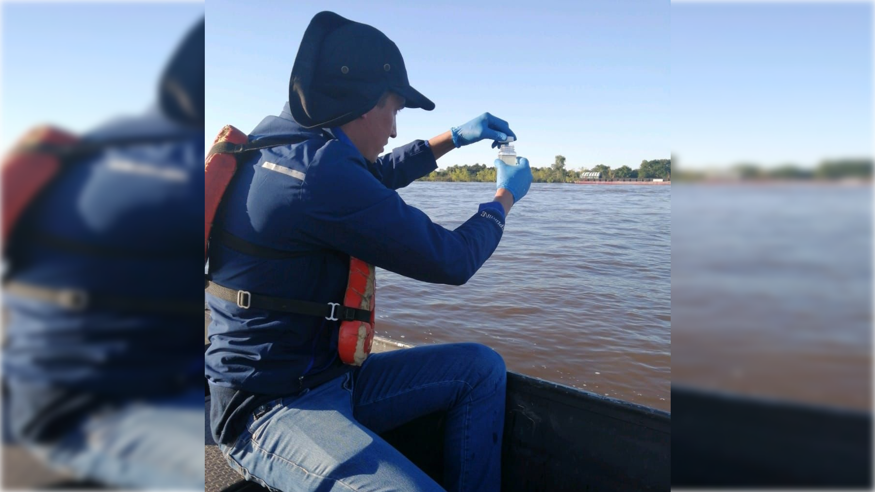 El Mades recolectó muestras de agua de las zonas del río Paraguay. Foto: Mades