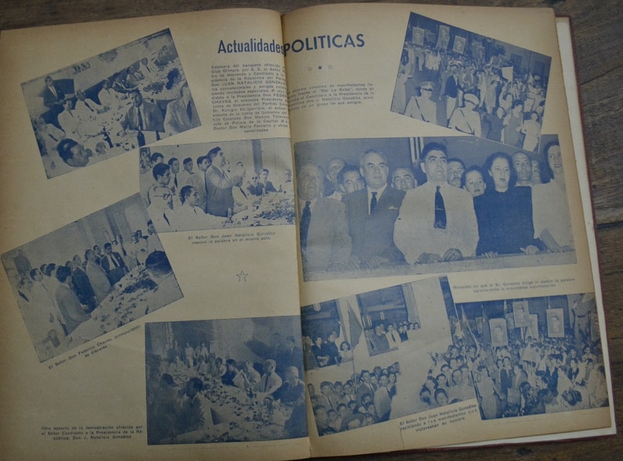 Vistas de la campaña electoral de 1948 del único candidato Natalicio González. Revista Paraguay en Marcha. Asunción, 1948. Hemeroteca Biblioteca Nacional del Paraguay