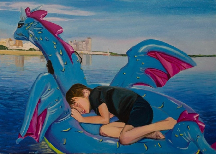 Silvana Nuovo, "Dragón", 2023. Óleo sobre lienzo, 100 x 120 cm. Cortesía