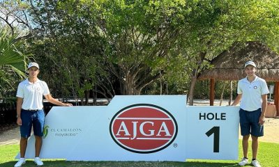 Erich Fortlage (izquierda) y Benjamín Fernández (derecha), los paraguayos que compitieron en el Mayakoba Invitational de México. Foto: Gentileza.