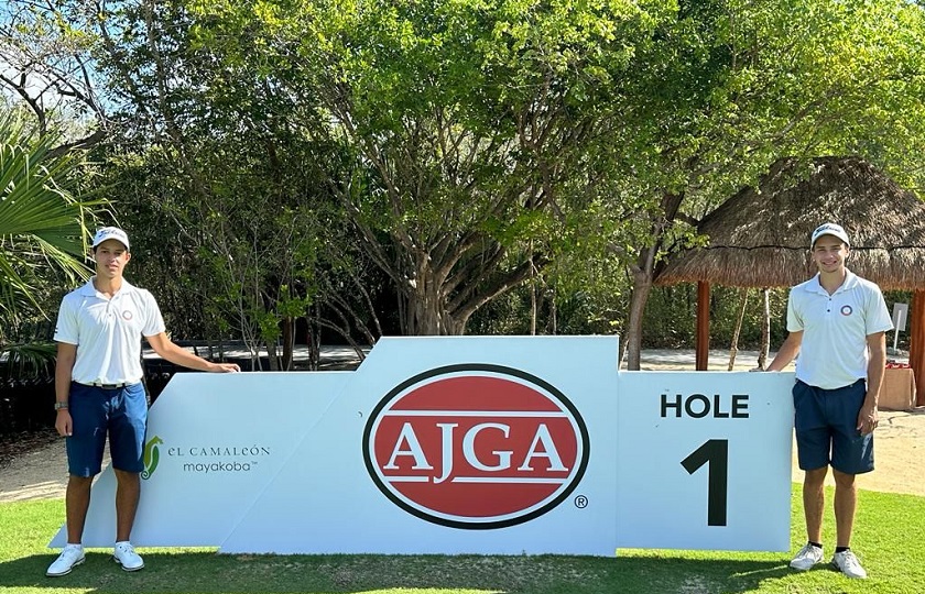 Erich Fortlage (izquierda) y Benjamín Fernández (derecha), los paraguayos que compitieron en el Mayakoba Invitational de México. Foto: Gentileza.