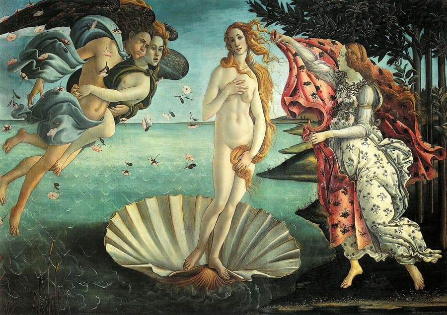 Sandro Botticelli, “El nacimiento de Venus”, ca. 1484. Galeria degli Uffizi, Florencia