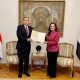 Julio César Arriola, ministro de Relaciones Exteriores, recibió en la fecha las copias de las cartas credenciales de la embajadora de la República Árabe de Egipto, doña Hala Samir El Bishlawy. Foto: Cancillería