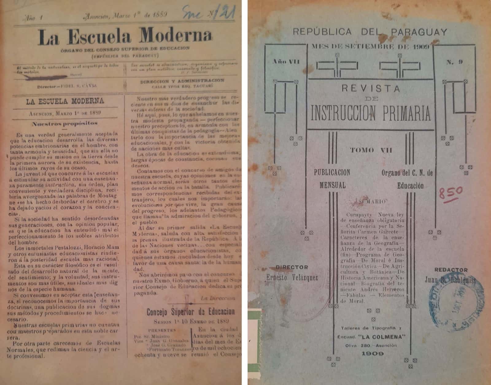 Publicaciones pedagógicas de 1889 y 1909. Cortesía