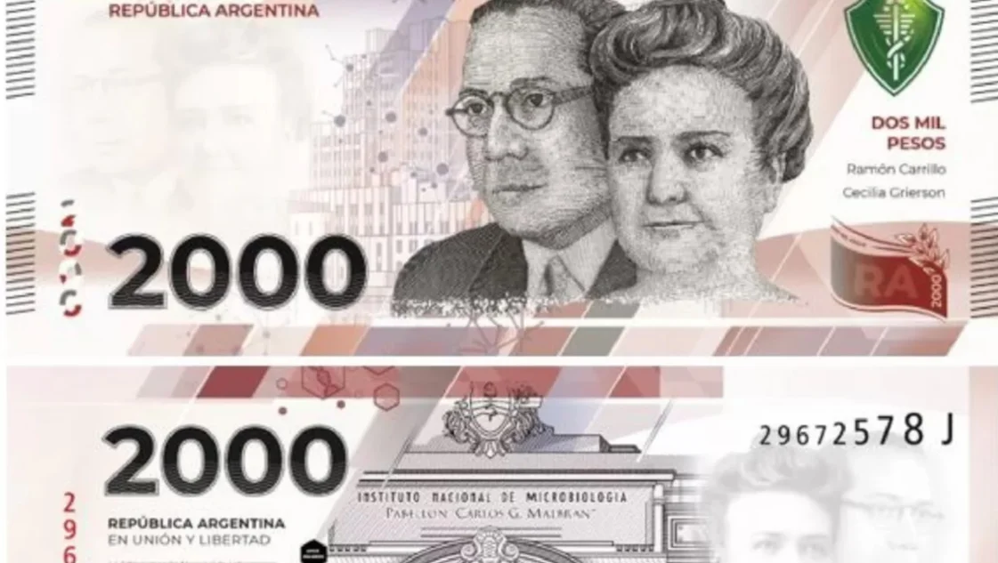 Billete de 2.000 pesos argentino. Foto: Redes.