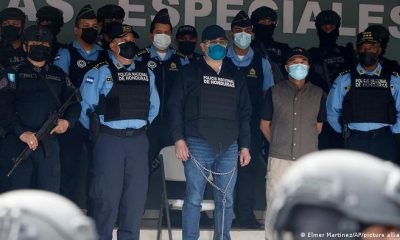 El expresidente de Honduras, Juan Orlando Hernández, tras su arresto con fines de extradición a Estados Unidos por presunto narcotráfico. Foto: DW