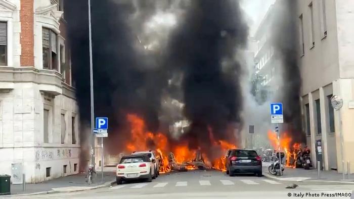 Explosión en el centro comercial de Milán. Foto: DW.