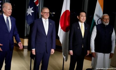 Joe Biden (Estados Unidos), Anthony Albanese (Australia), Fumio Kishida (Japón) y Narendra Modi (India). Foto de la reunión del grupo Quad celebrada en paralelo a la cumbre del G7. Foto: DW.