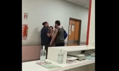 Momento en que el hombre intentó agredir a la mujer. Foto: captura.