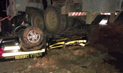 Así quedó el vehículo de la Patrulla Caminera. Foto: Gentileza.