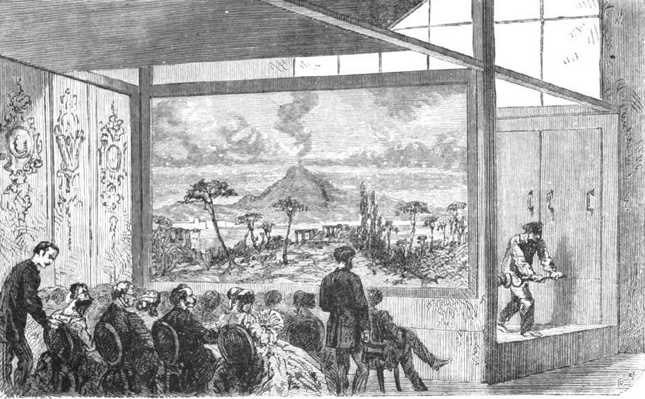 Diorama con el golfo de Nápoles y el Monte Vesubio, Louis Jacques Mandé Daguerre (1787-1851) y Bouton. De Les merveilles de la photographie, de Gaston Tissandier, París, 1874 