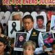 Familiares de víctimas mortales de la represión de las protestas contra el Gobierno de Dina Boluarte en rueda de prensa en Lima el 23 de febrero de 2023. Foto: DW