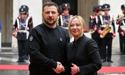 Volodimir Zelenski se reunió con la primera ministra italiana Giorgia Meloni. Foto: DW.