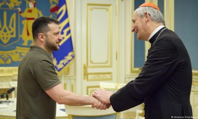 Volodímir Zelenski recibió en Kiev al cardenal Matteo Zuppi. Foto: DW.