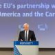 Valdis Dombrovskis, Josep Borrell y Juta Urpilainen presentando la nueva estrategia en Bruselas. Foto: DW.