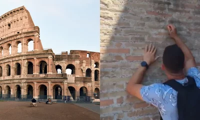 Turista grabó su nombre y el de su pareja en el Coliseo Romano. Foto: Plumas atómicas.