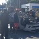 Accidente con vuelco de vehículo. Foto: PMT.