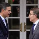 El presidente del Gobierno, Pedro Sánchez, recibe al líder del PP, Alberto Núñez Feijó. Foto: El Mundo.