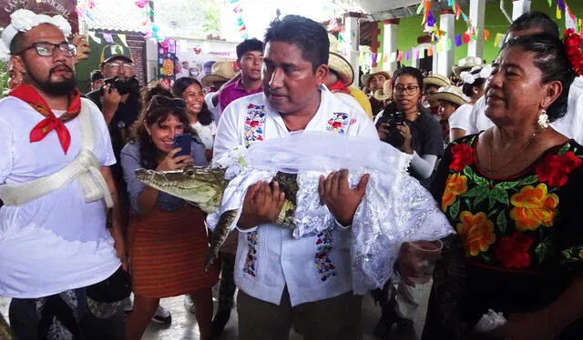 El alcalde mexicano se casó con un caimán. Foto: La República.