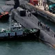 Submarino nuclear "USS Michigan" en base marina de Busan, Corea del Sur. Foto: Archivo. DW.