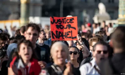 Protestas en París contra la muerte del joven Nahel M. por un tiro de la Policía. Foto: DW.