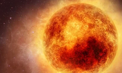 Una ilustración que muestra los cambios recientes en la estrella Betelgeuse. Foto: Gizmodo.