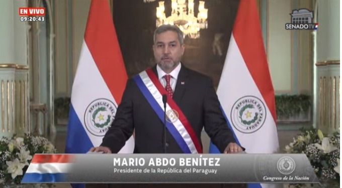 Mario Abdo Benítez, presentó su último informe de gestión en forma virtual. Foto: Captura de pantalla.