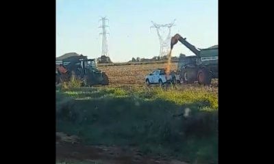 Momento en que se descubrió carga de maíz a una patrullera. Foto: captura.