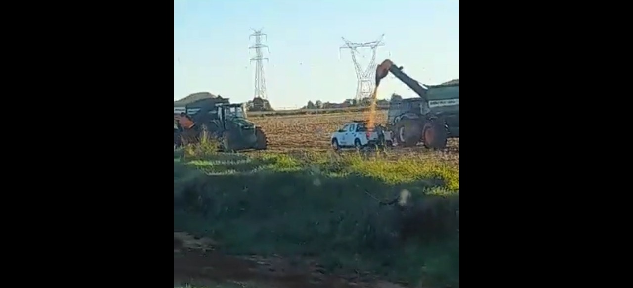 Momento en que se descubrió carga de maíz a una patrullera. Foto: captura.