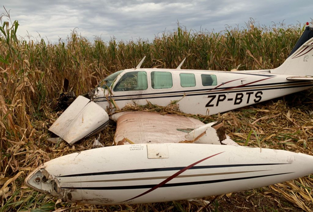 Cayó aeronave en Canindeyú. Foto: Megacadena.