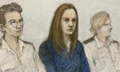 El dibujo de la corte muestra a la enfermera Lucy Letby en Manchester Crown Court en Manchester. Foto: DW.