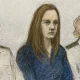 El dibujo de la corte muestra a la enfermera Lucy Letby en Manchester Crown Court en Manchester. Foto: DW.