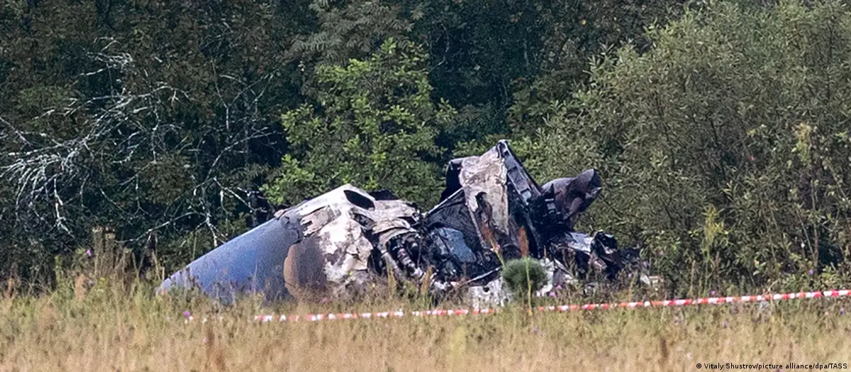 Avión siniestrado de Prigozhin. Foto. DW.