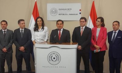 Las autoridades durante la conferencia de prensa. Foto Gentileza