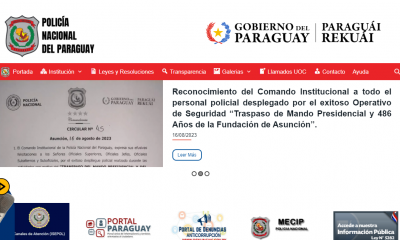 Página de la Policía Nacional paraguaya,