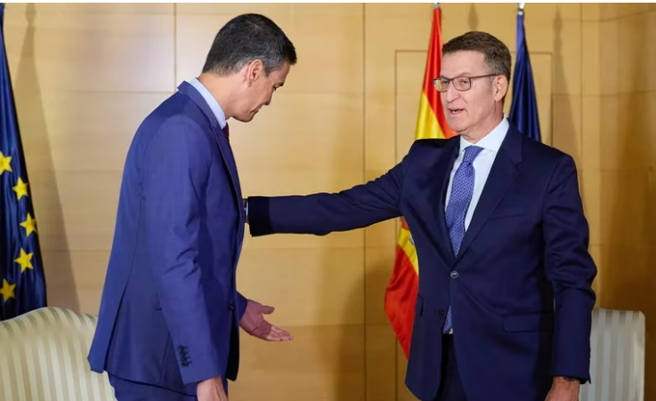 Pedro Sánchez y Alberto Núñez Feijóo. Foto: Infobae.