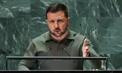 Volodimir Zelenski en la ONU. Foto: DW.