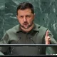 Volodimir Zelenski en la ONU. Foto: DW.