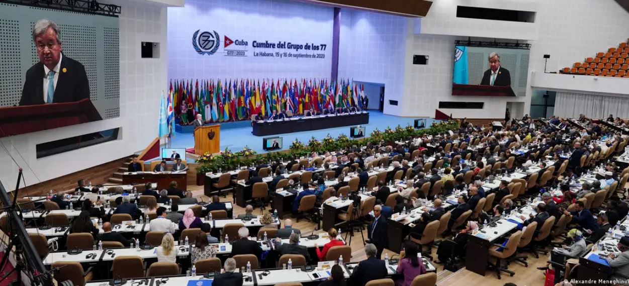 Antonio Guterrers, secretario general de Naciones Unidas se dirige al pleno durante la apertura de la Cumbre G-77 en La Habana, CubaImagen: Alexandre Meneghini/REUTERS