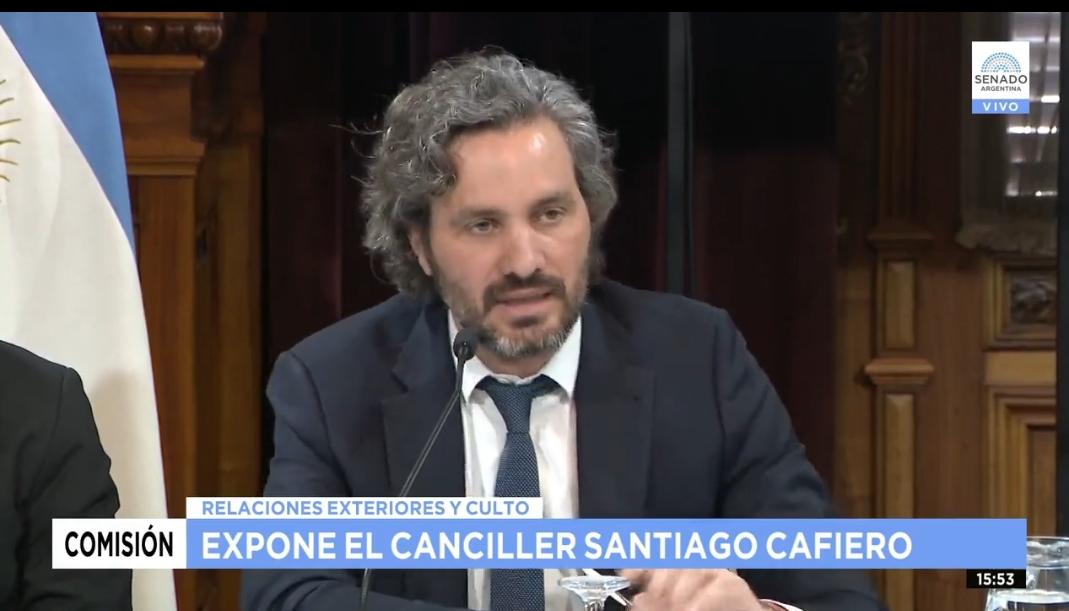 Santiago Cafiero, canciller argentino. Foto: Captura de pantalla.