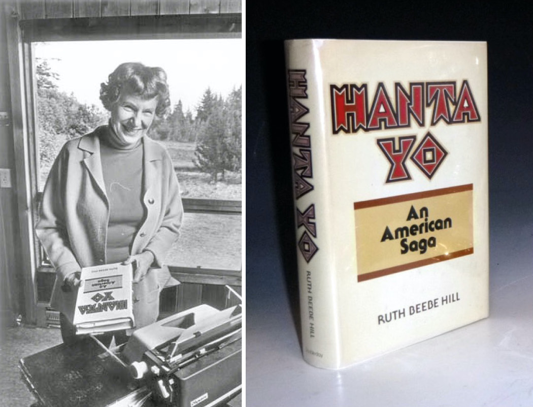 Ruth Beebe Hill y la primera edición de “Hanta Yo” (1979). Cortesía