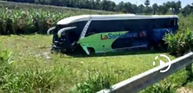 Bus involucrado en el accidente trasladaba alumnos paraguayos. Foto: Captura de video.