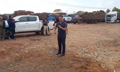 El intendente de Mauricio José Troche, Osmar Brítez Jara, durante un discurso. Foto: Captura.