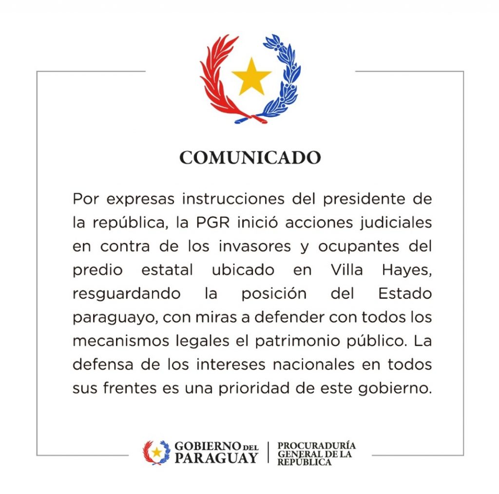 Comunicado de la Procuraduría General de la República.