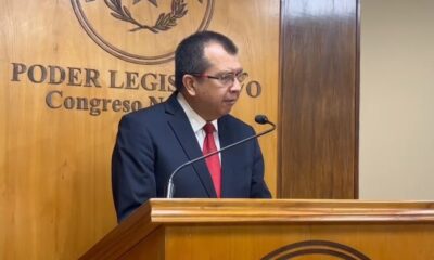 Senador Derlis Osorio en conferencia de prensa. Foto: Gentileza.