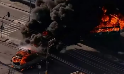 Incendio de bus en Río de Janeiro. Foto: Infobae.