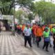 Manifestación de trabajadores de emblemas privados. Foto: captura.