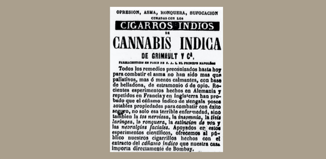 Cannabis índica, La Nación, Buenos Aires, 1871). Cortesía