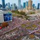 Vista aérea de la manifestación en Varsovia. Foto: DW.